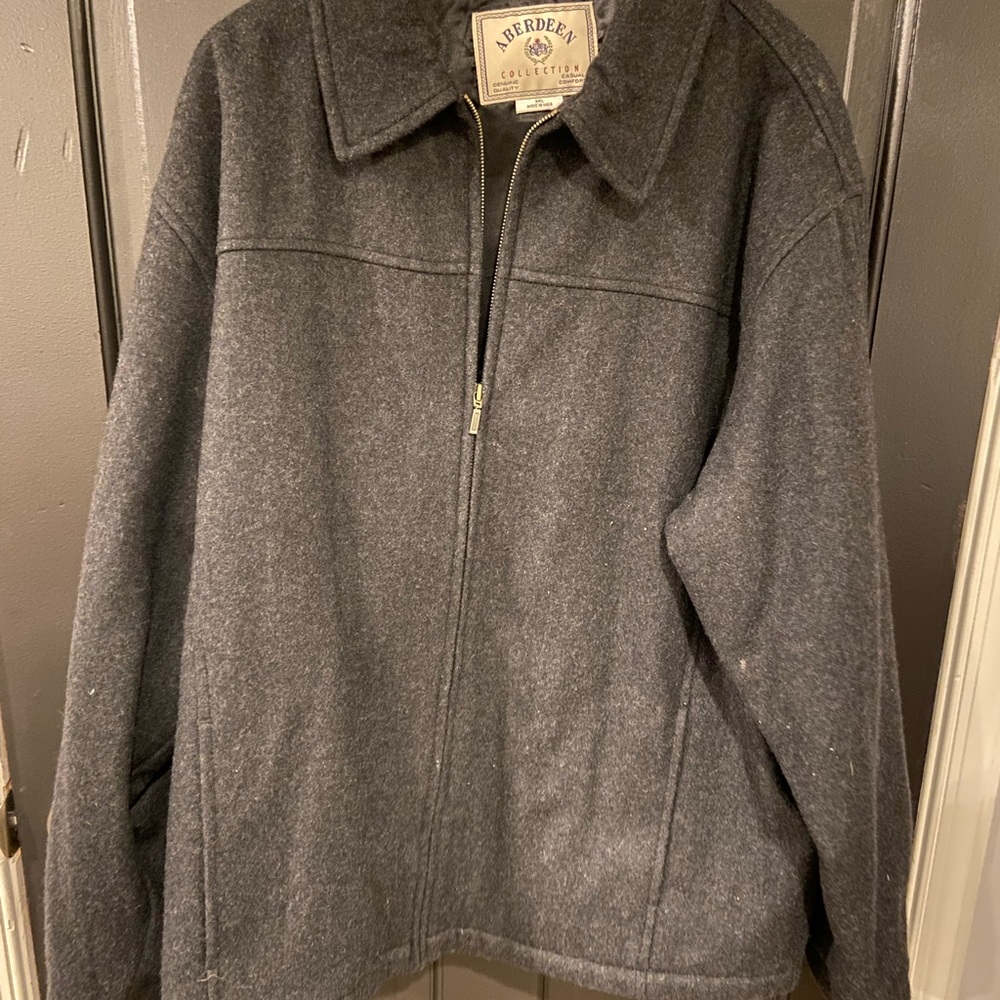 Aberdeen Men's Charcoal Wool Zip Jacket